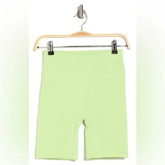 Calvin Klein Lime Green High-Rise Ribbed Bike Short - Picture 1 of 5